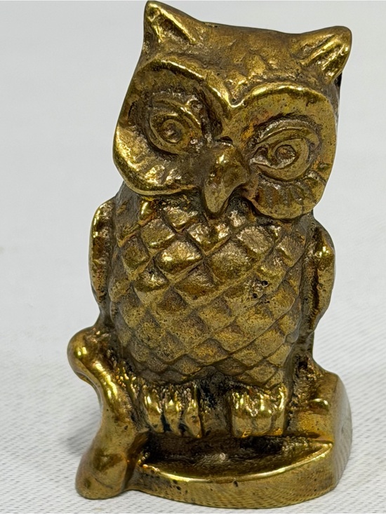 Source Unknown Other - Vintage Brass Owl Mini Figurine Trinkets 2” X 1”